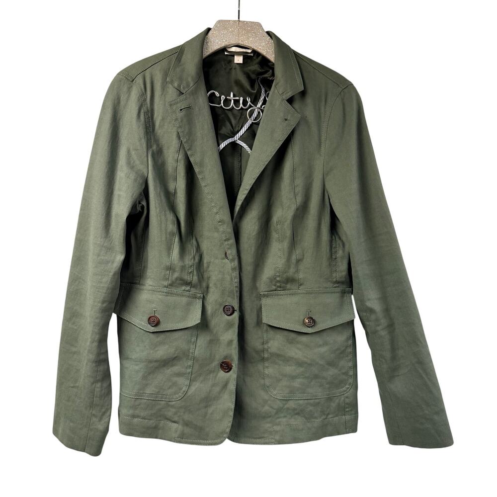 Ann Mashburn Sarah Jacket Blazer 2 Button Flap Pockets Notch Lapel 8 Green